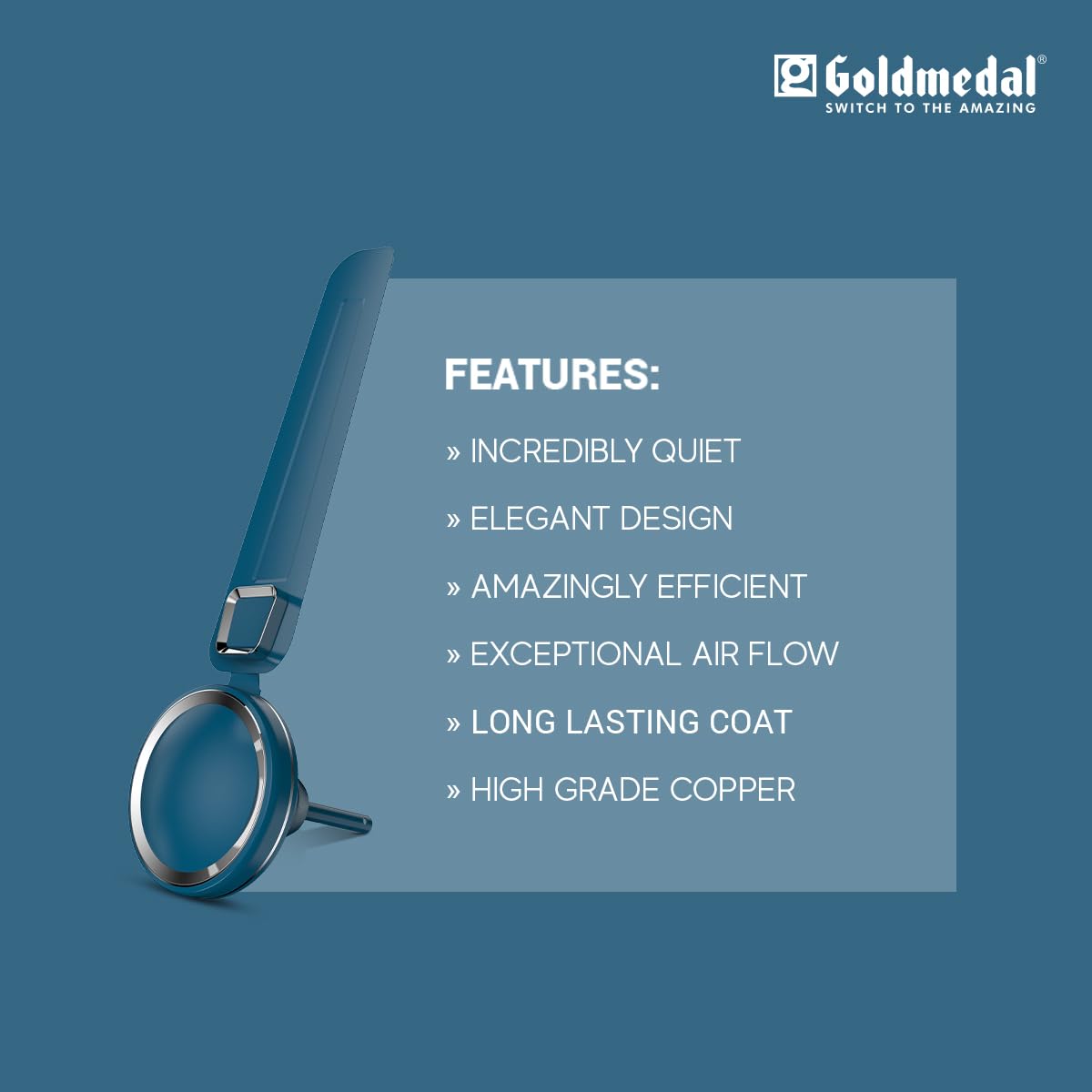 Goldmedal Air Crest 1200 mm 3 Blades 52 W Tangy Blue Ceiling Fans_3