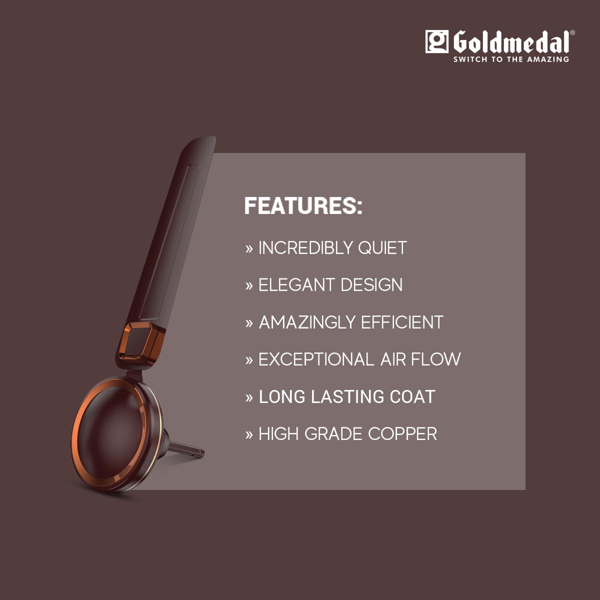 Goldmedal Air Crest 1200 mm 3 Blades 52 W Tangy Brown Ceiling Fans_2