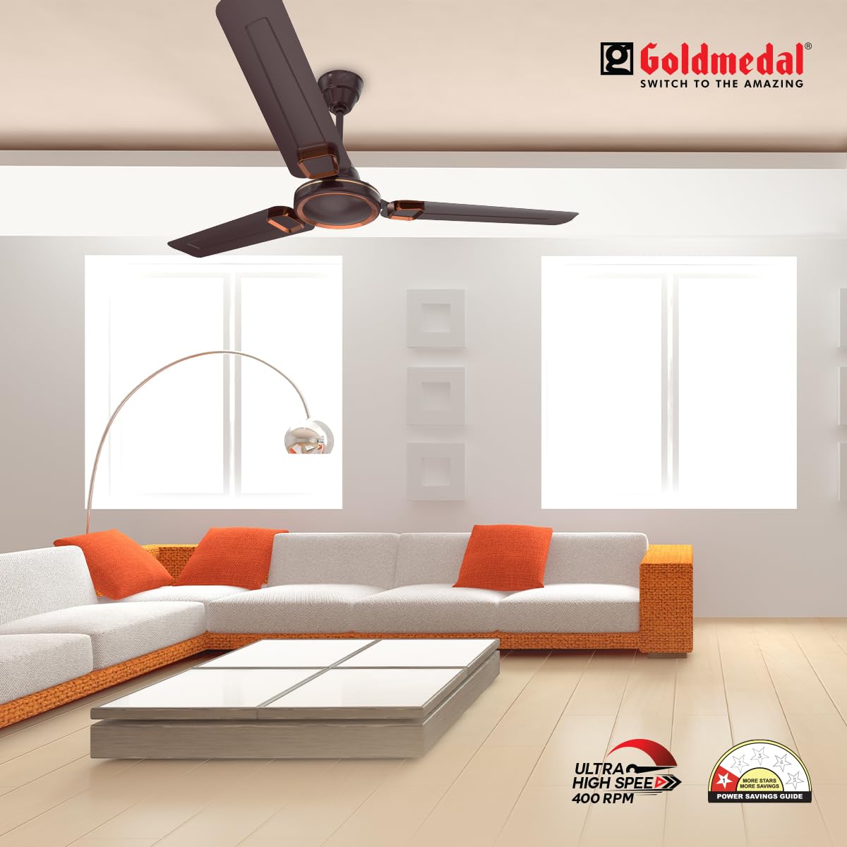 Goldmedal Air Crest 1200 mm 3 Blades 52 W Tangy Brown Ceiling Fans_3