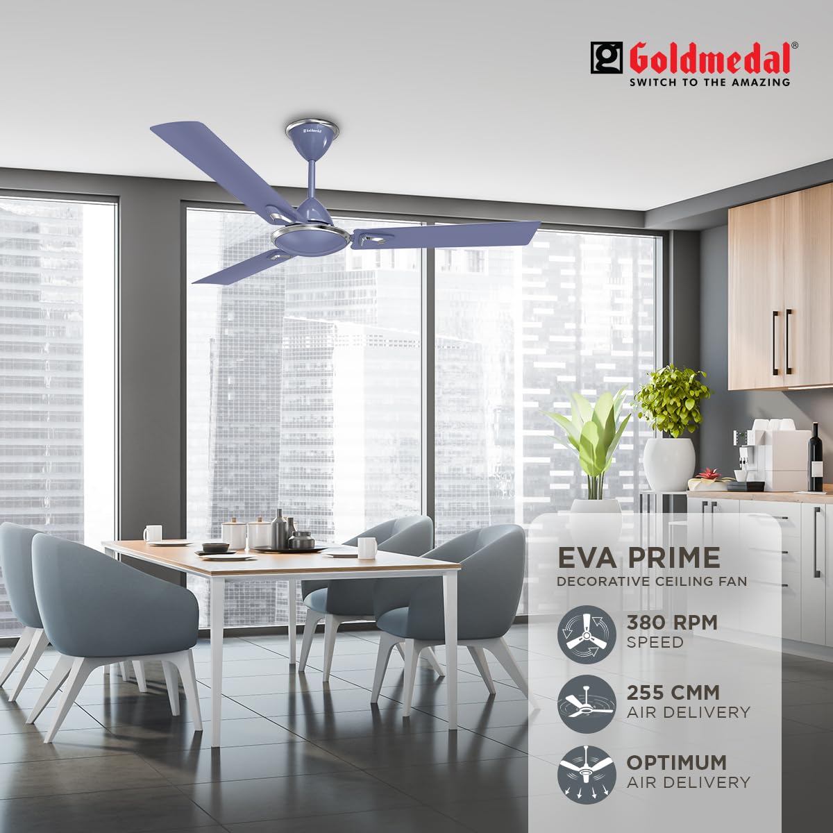 Goldmedal Eva Prime 1200 mm 3 Blades 52 W Royal Lavender Ceiling Fans_1
