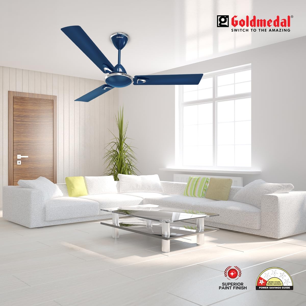 Goldmedal Eva Prime 1200 mm 3 Blades 52 W Royal Blue Ceiling Fans_1