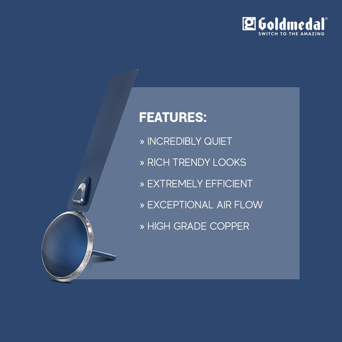 Goldmedal Eva Prime 1200 mm 3 Blades 52 W Royal Blue Ceiling Fans_3