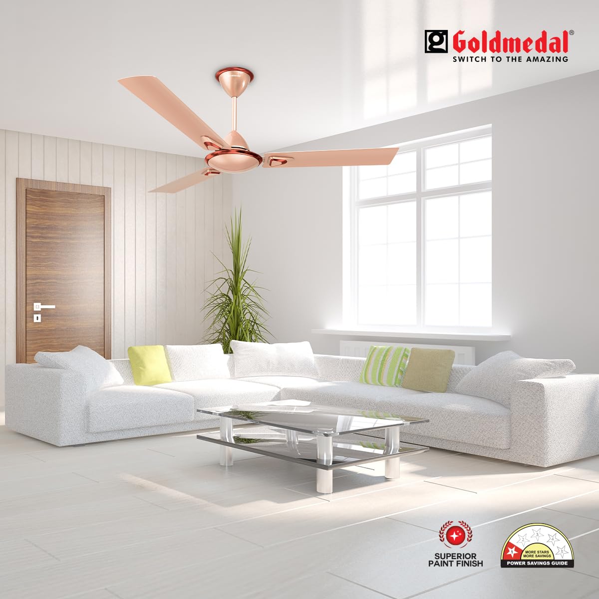 Goldmedal Eva Prime 1200 mm 3 Blades 52 W Rose Gold Ceiling Fans_1