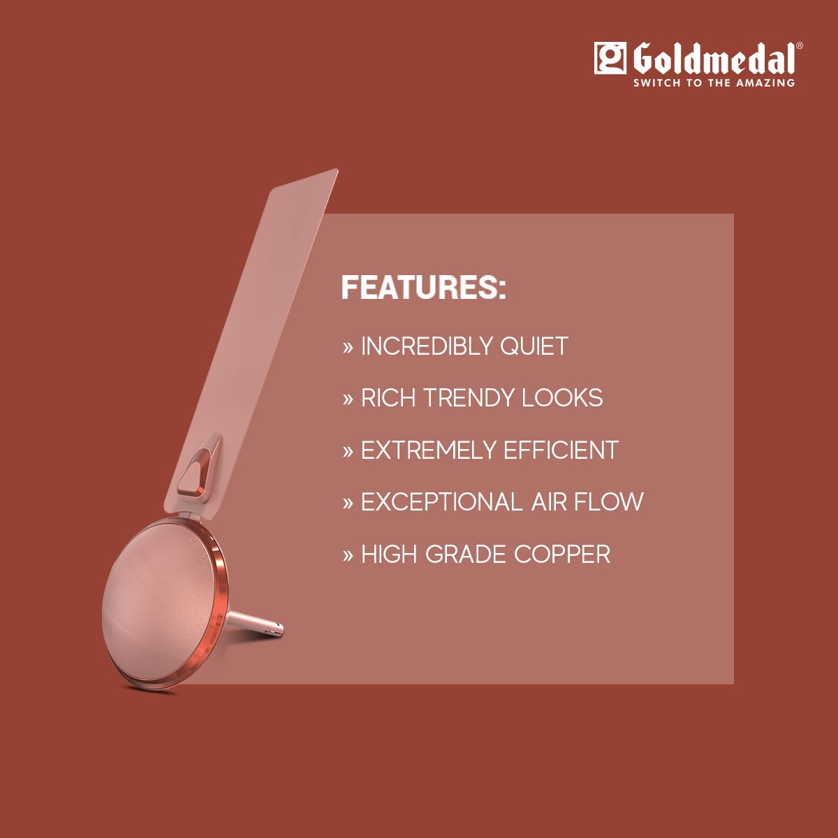 Goldmedal Eva Prime 1200 mm 3 Blades 52 W Rose Gold Ceiling Fans_3