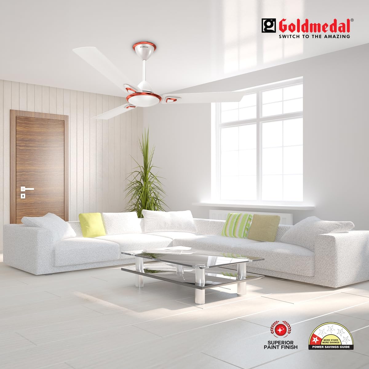 Goldmedal Eva Prime 1200 mm 3 Blades 52 W Metallic White Ceiling Fans_1