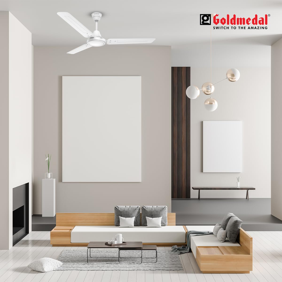 Goldmedal G-Bliss 1200 mm 3 Blades 52 W White Ceiling Fans_2