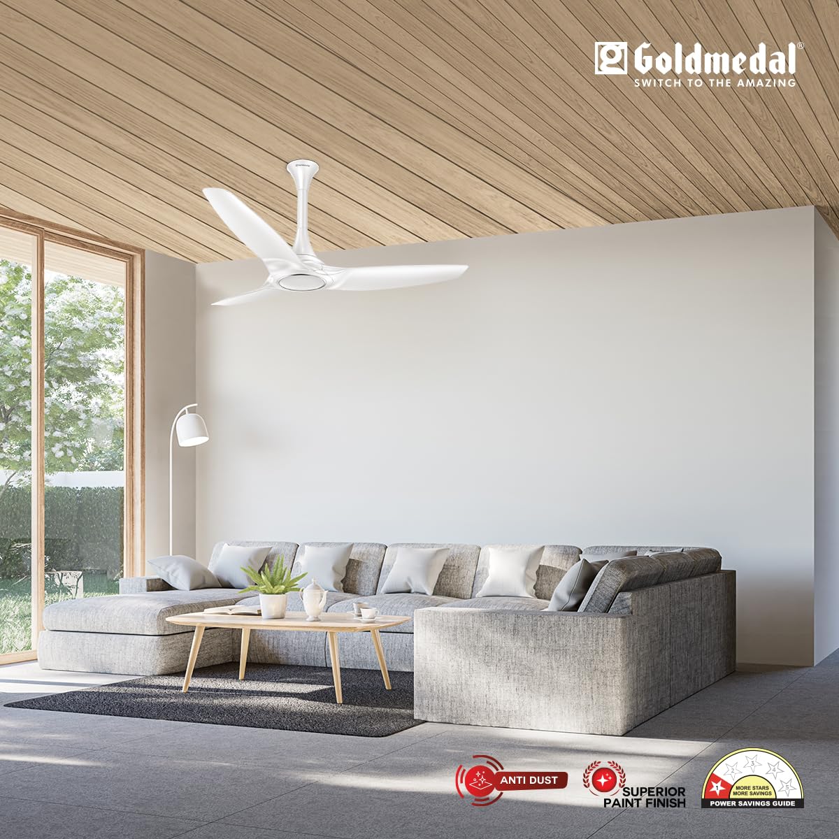 Goldmedal Hush-Air 1200 mm 3 Blades 53 W Satin White Ceiling Fans_1