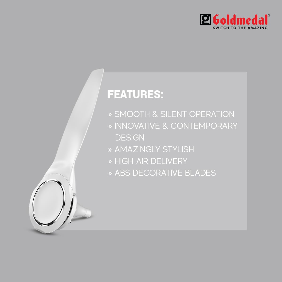Goldmedal Hush-Air 1200 mm 3 Blades 53 W Satin White Ceiling Fans_3