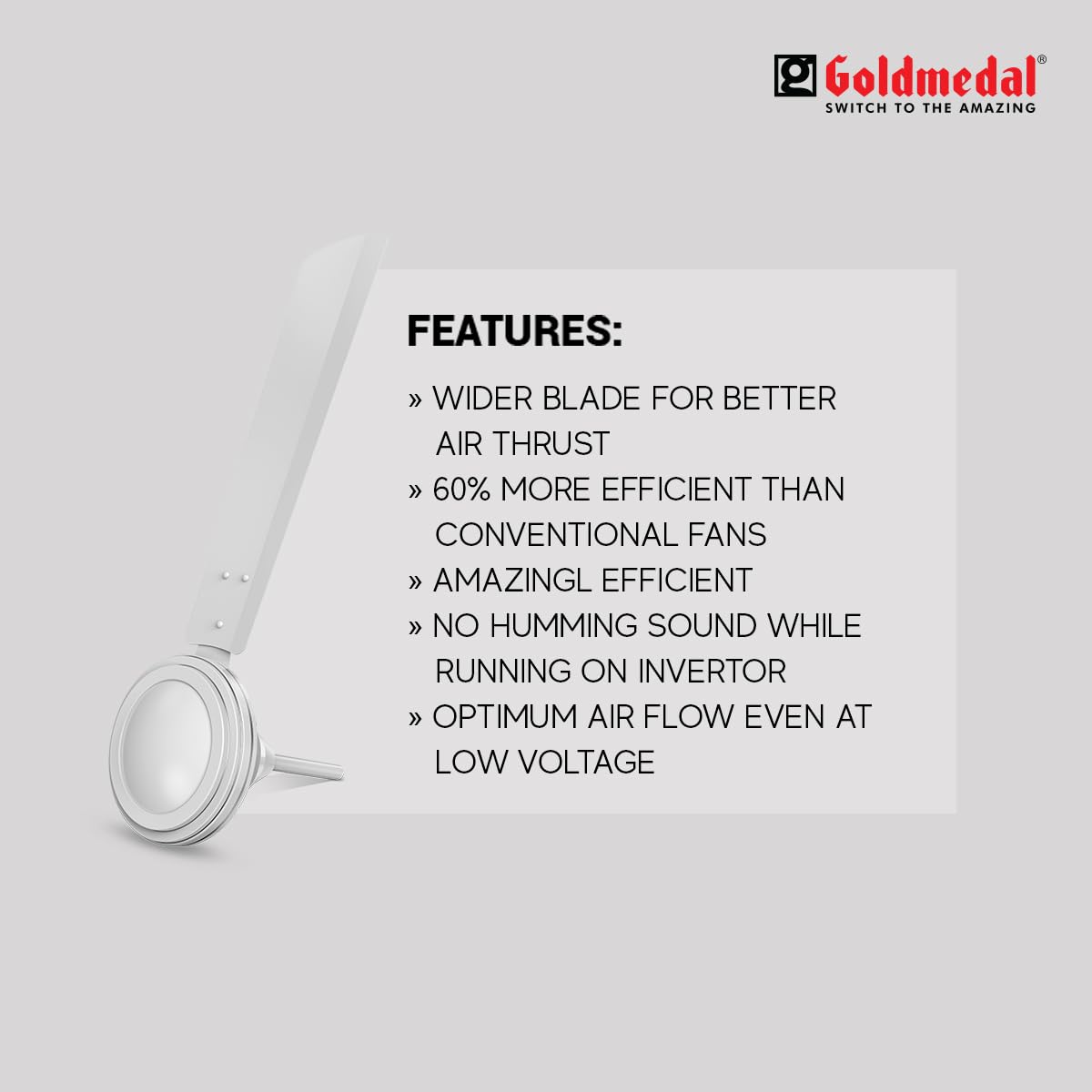 Goldmedal Marut BLDC 1200 mm 3 Blades 30 W White Ceiling Fans_3