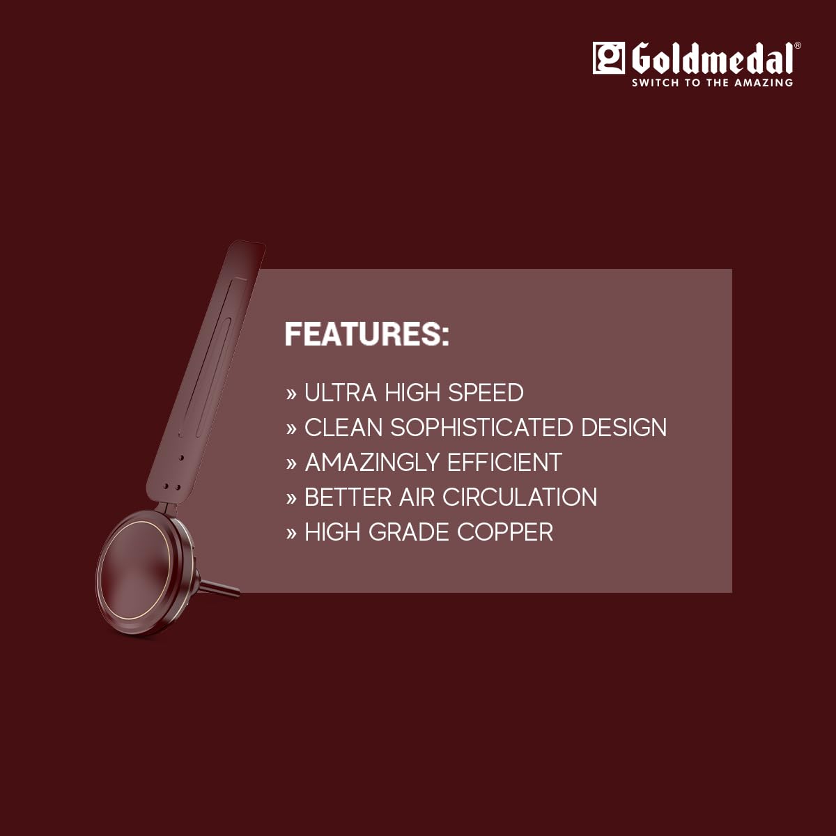 Goldmedal Volt 400 1200 mm 3 Blades 52 W Brown Ceiling Fans_3