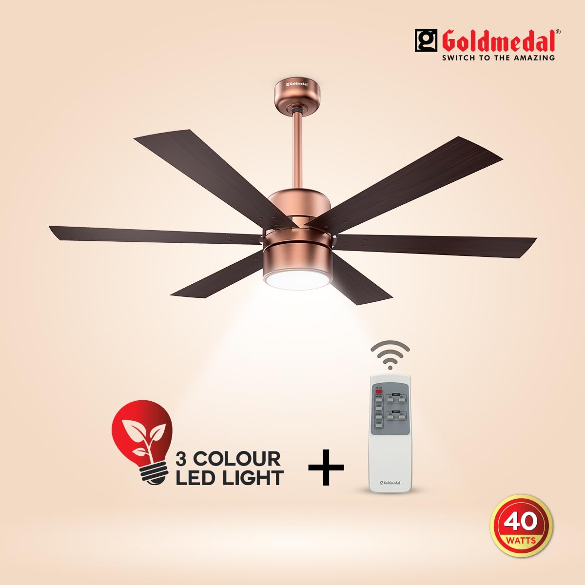 Goldmedal Phantom BLDC 1200 mm 6 Blades 40 W Antique Copper Rosewood Ceiling Fans_2