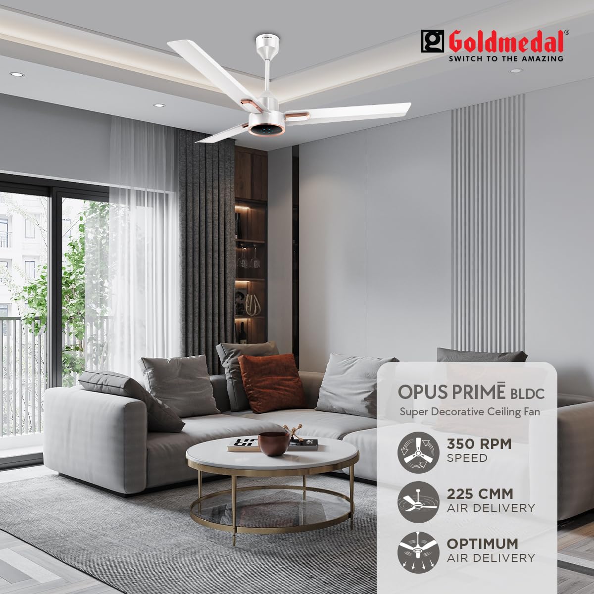 Goldmedal Opus Prime BLDC 1200 mm 3 Blades 30 W Angel White Ceiling Fans_1