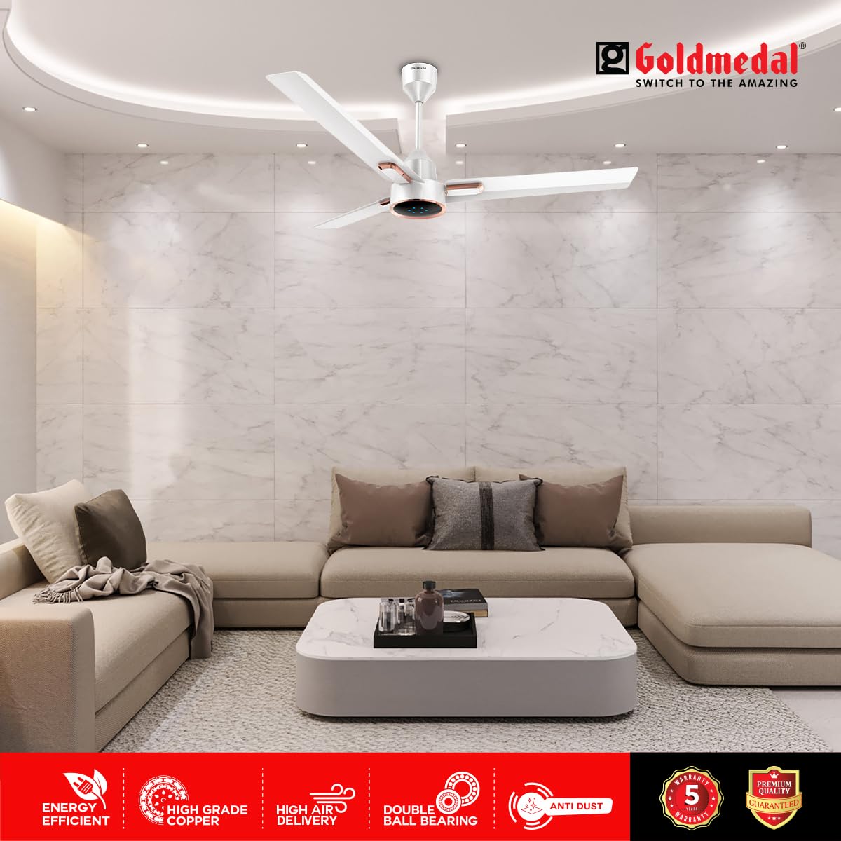 Goldmedal Opus Prime BLDC 1200 mm 3 Blades 30 W Angel White Ceiling Fans_3