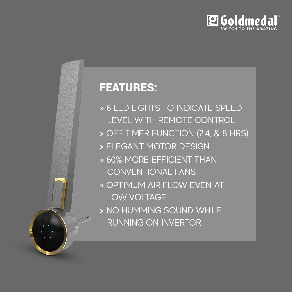 Goldmedal Opus Prime BLDC 1200 mm 3 Blades 30 W Titanium Grey Ceiling Fans_2