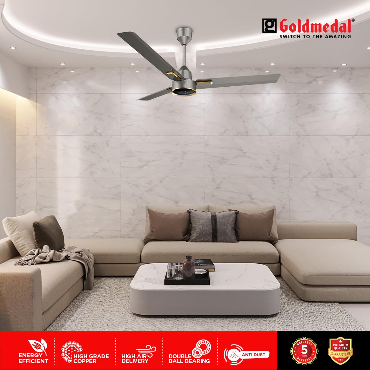 Goldmedal Opus Prime BLDC 1200 mm 3 Blades 30 W Titanium Grey Ceiling Fans_3