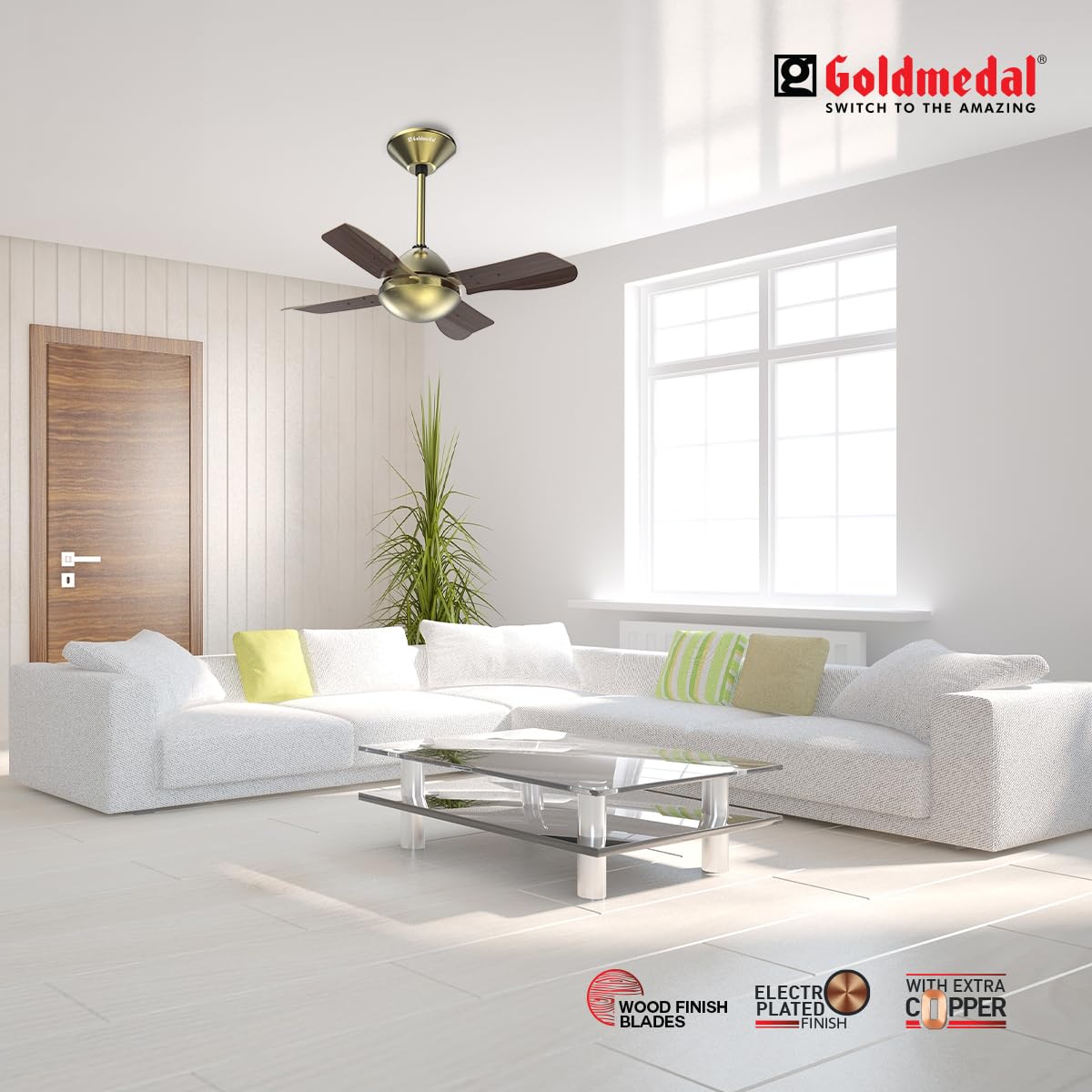 Goldmedal Thor 600 mm 4 Blades 65 W Antique Brass Wengewood Ceiling Fans_1