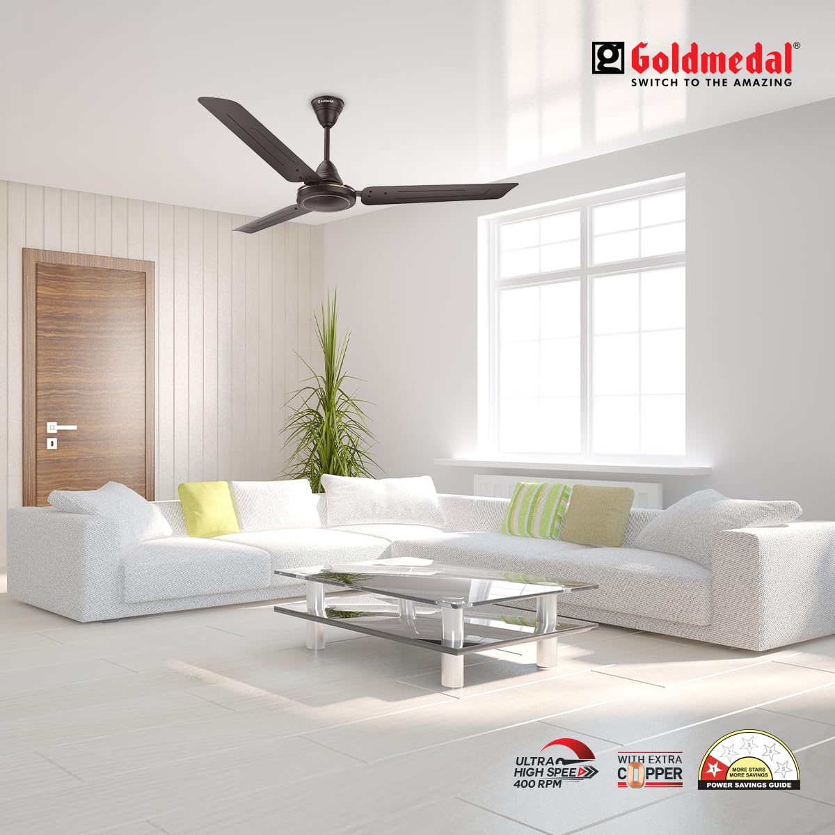 Goldmedal Volt 400 1200 mm 3 Blades 52 W Tangy Coffee Ceiling Fans_1