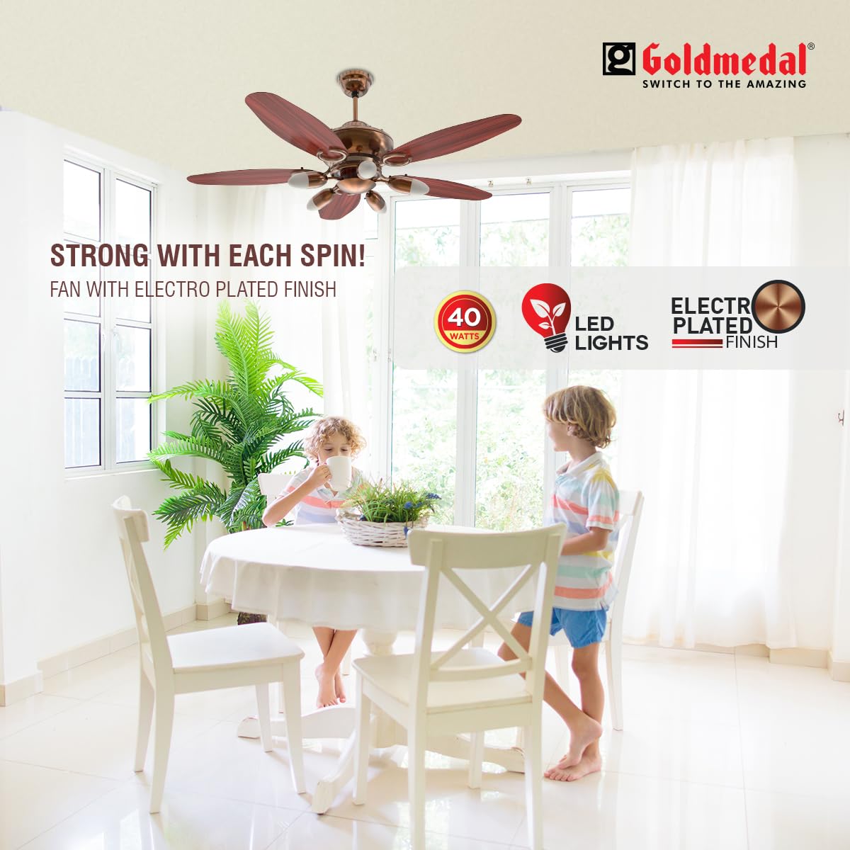 Goldmedal Daisy BLDC 1200 mm 5 Blades 40 W Antique Copper Rose Wood Ceiling Fans_1