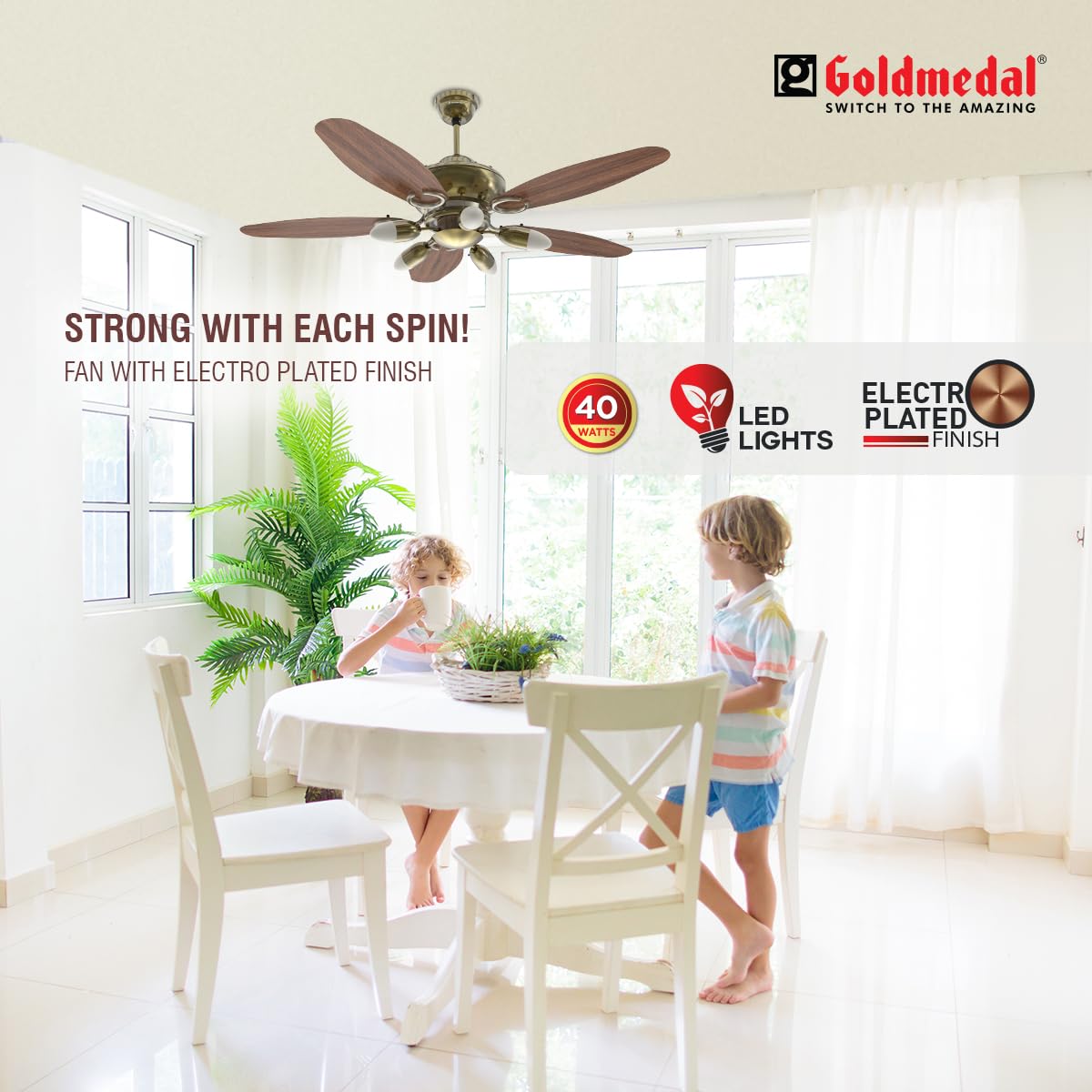 Goldmedal Daisy BLDC 1200 mm 5 Blades 40 W Antique Brass Dark Wood Ceiling Fans_1