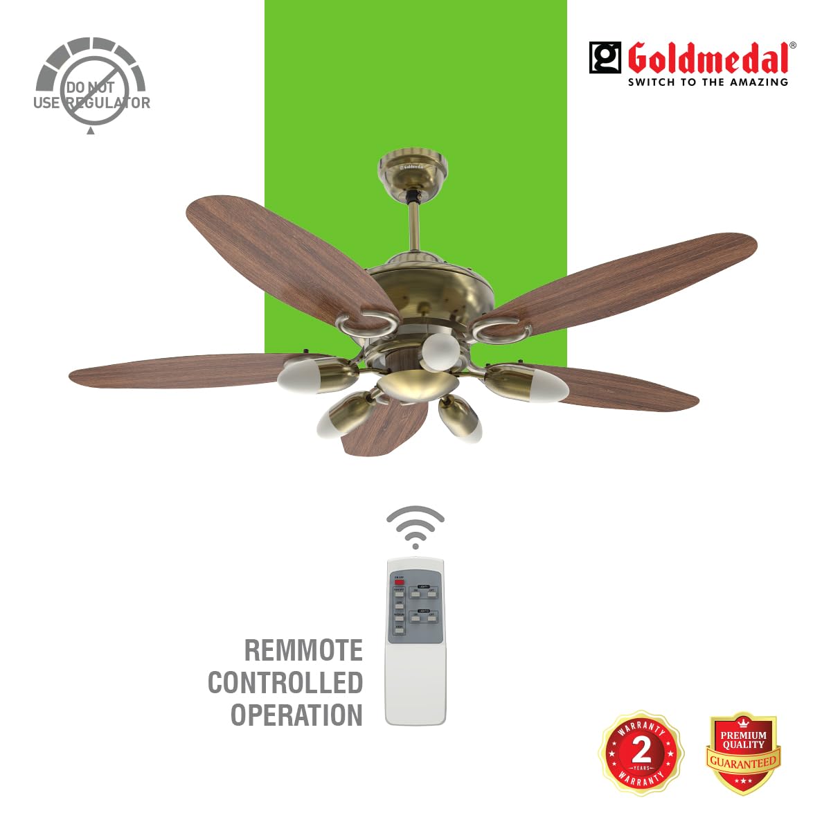 Goldmedal Daisy BLDC 1200 mm 5 Blades 40 W Antique Brass Dark Wood Ceiling Fans_2