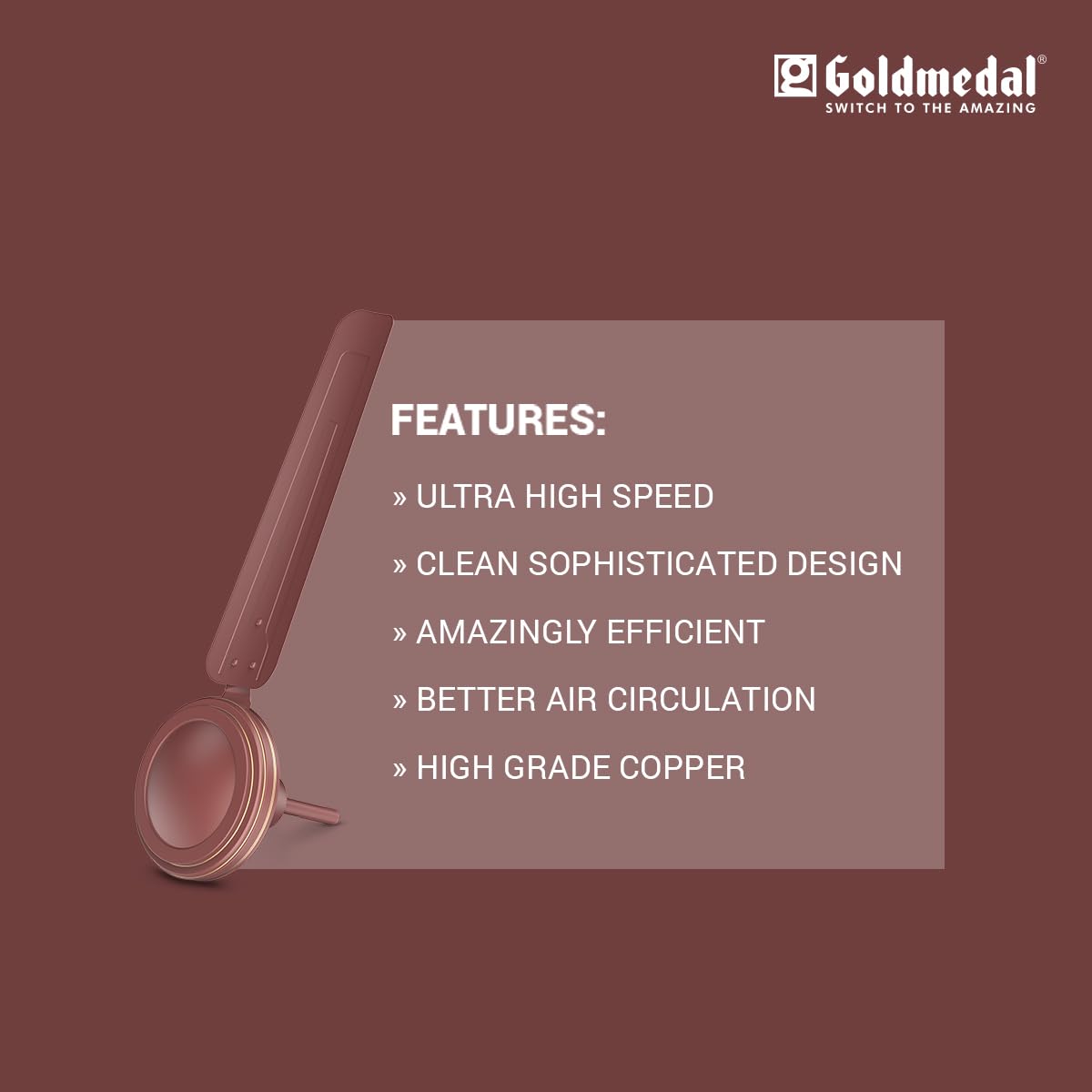 Goldmedal Gati 400 Neo 1200 mm 3 Blades 50 W Matt Brown Ceiling Fans_3