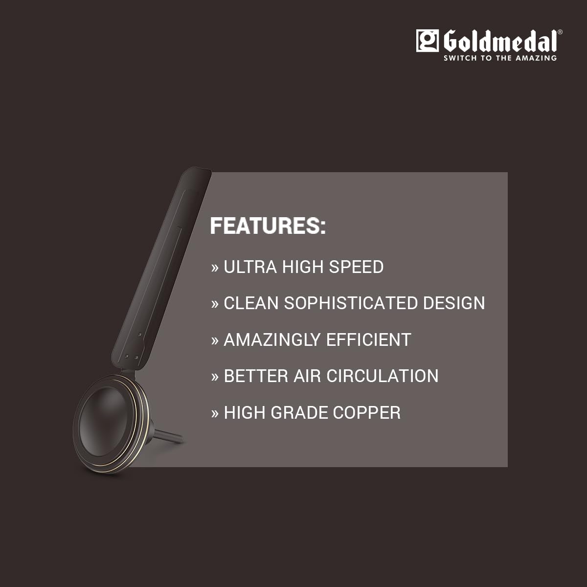 Goldmedal Gati 400 Neo 1200 mm 3 Blades 50 W Smoke Brown Ceiling Fans_3