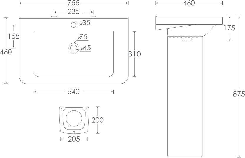 Simpolo Wash Basin ALVONA Full Pedestal_1