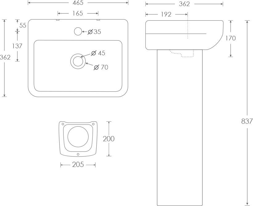 Simpolo Wash Basin NERO Full Pedestal_1