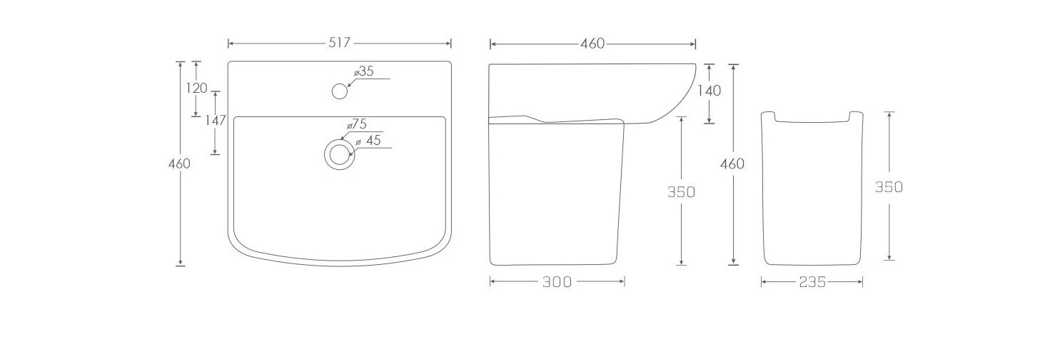 Simpolo Wash Basin ELAN Half Pedestal_1