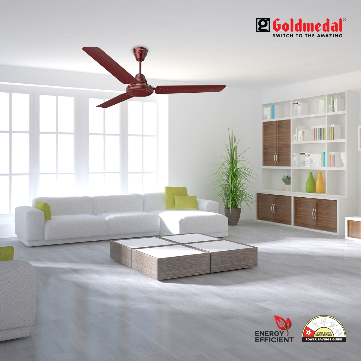 Goldmedal Vayu 1200 mm 3 Blades 72 W Brown Ceiling Fans_1