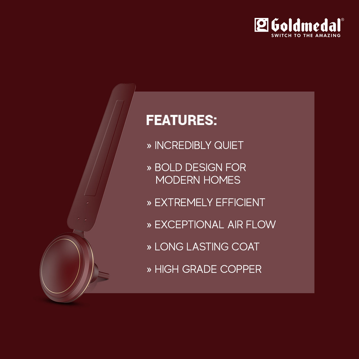 Goldmedal Vayu 1200 mm 3 Blades 72 W Brown Ceiling Fans_3