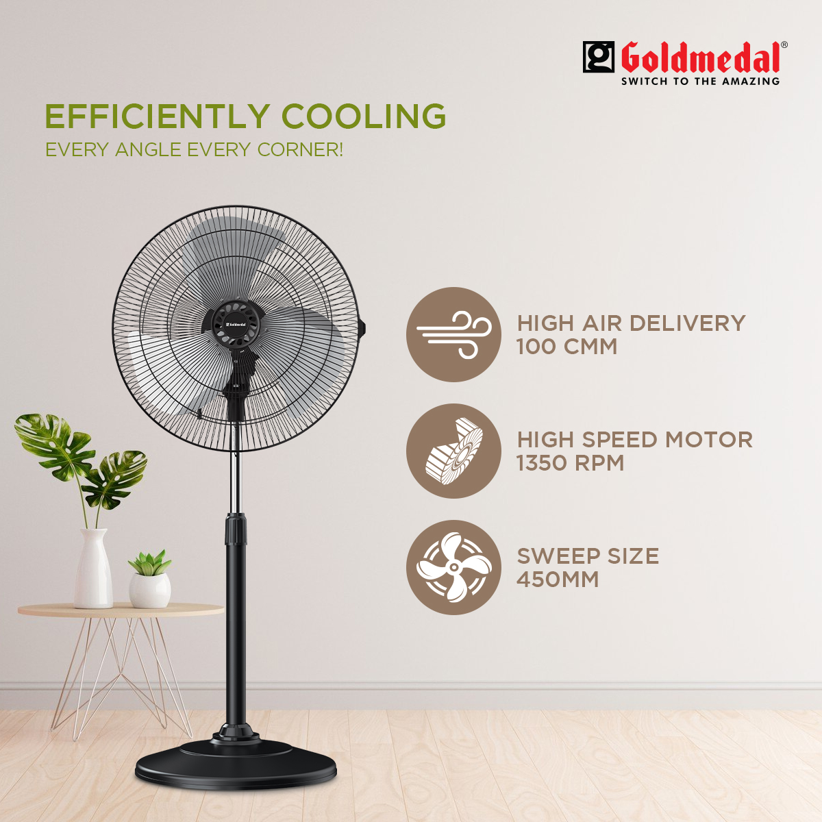 Goldmedal G-Express 450 mm Black Pedestal Fan_1
