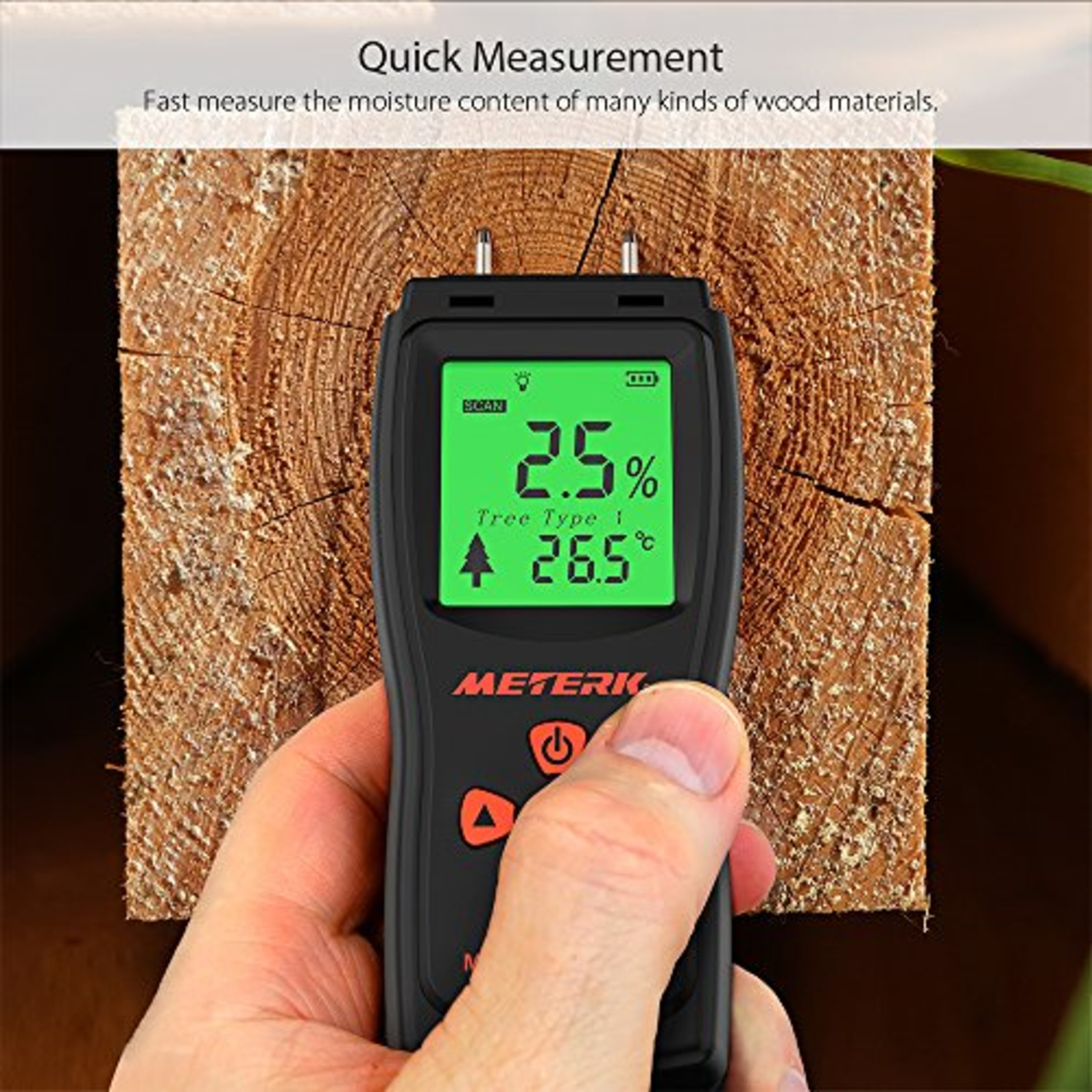 METERK Digital Moisture Meter 2% to 70% Wood / Paper_3