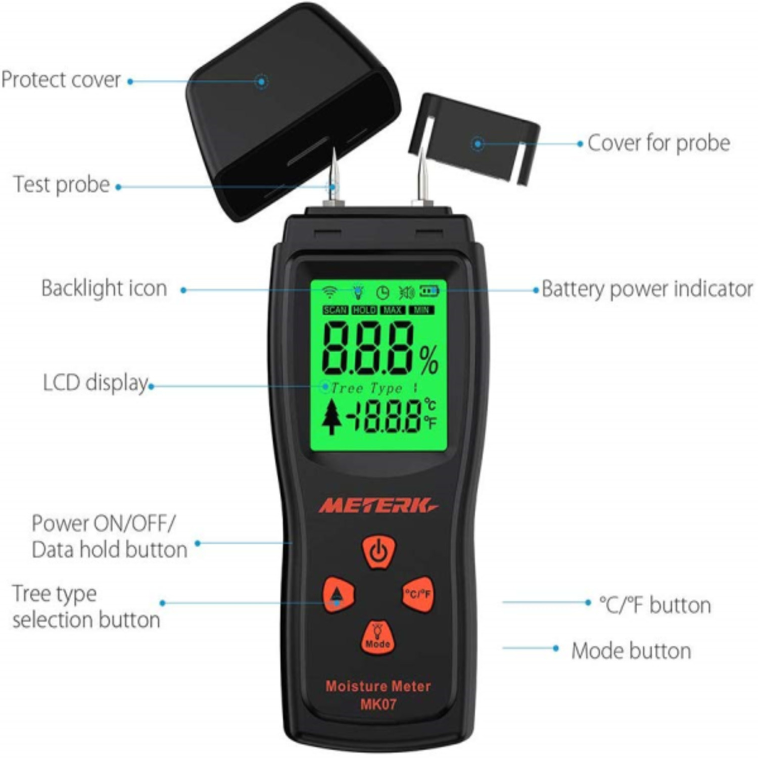 METERK Digital Moisture Meter 2% to 70% Wood / Paper_4