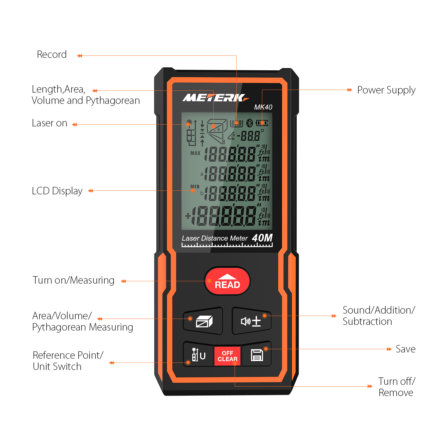 METERK Laser Distance Meter MK40 40 mtr_2