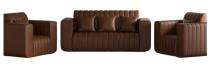 AS Leatherette 4 Seater Brown Sofa Set_0