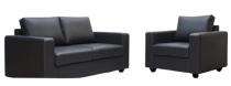 AS Leatherette 3 Seater Black Sofa Set_0