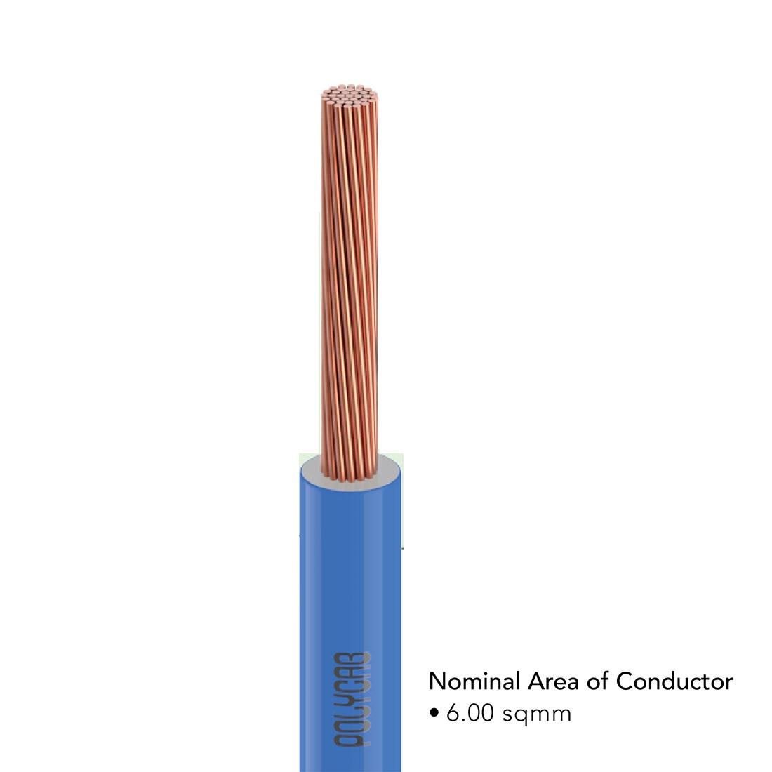 Polycab 6 sqmm FRLF Electric Wire Blue 90 m_2