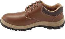 TIGER Leather Plain Toe Safety Shoes Brown_0