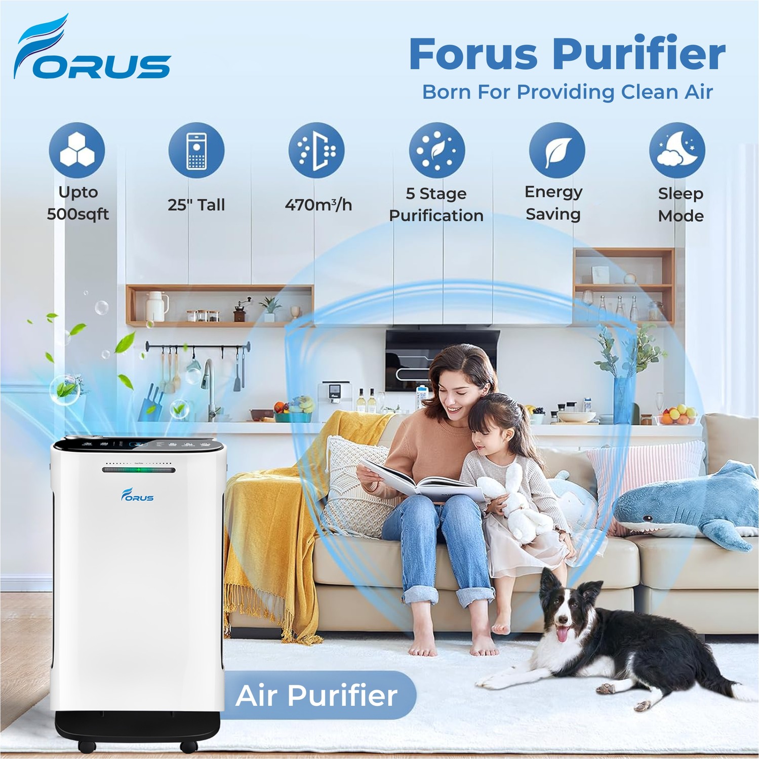 FORUS HepaAirPurifierCAP-41_Remote HEPA 5 White Air Purifier_1