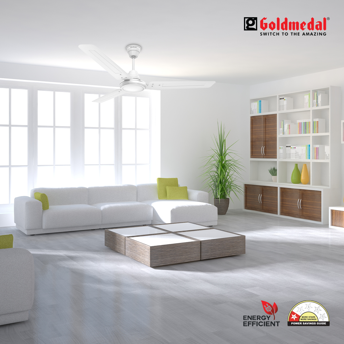 Goldmedal Vayu 1200 mm 3 Blades 72 W White Ceiling Fans_1