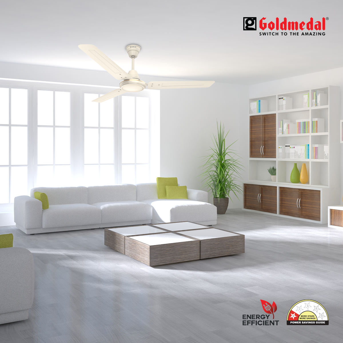 Goldmedal Vayu 1200 mm 3 Blades 72 W Ivory Ceiling Fans_1