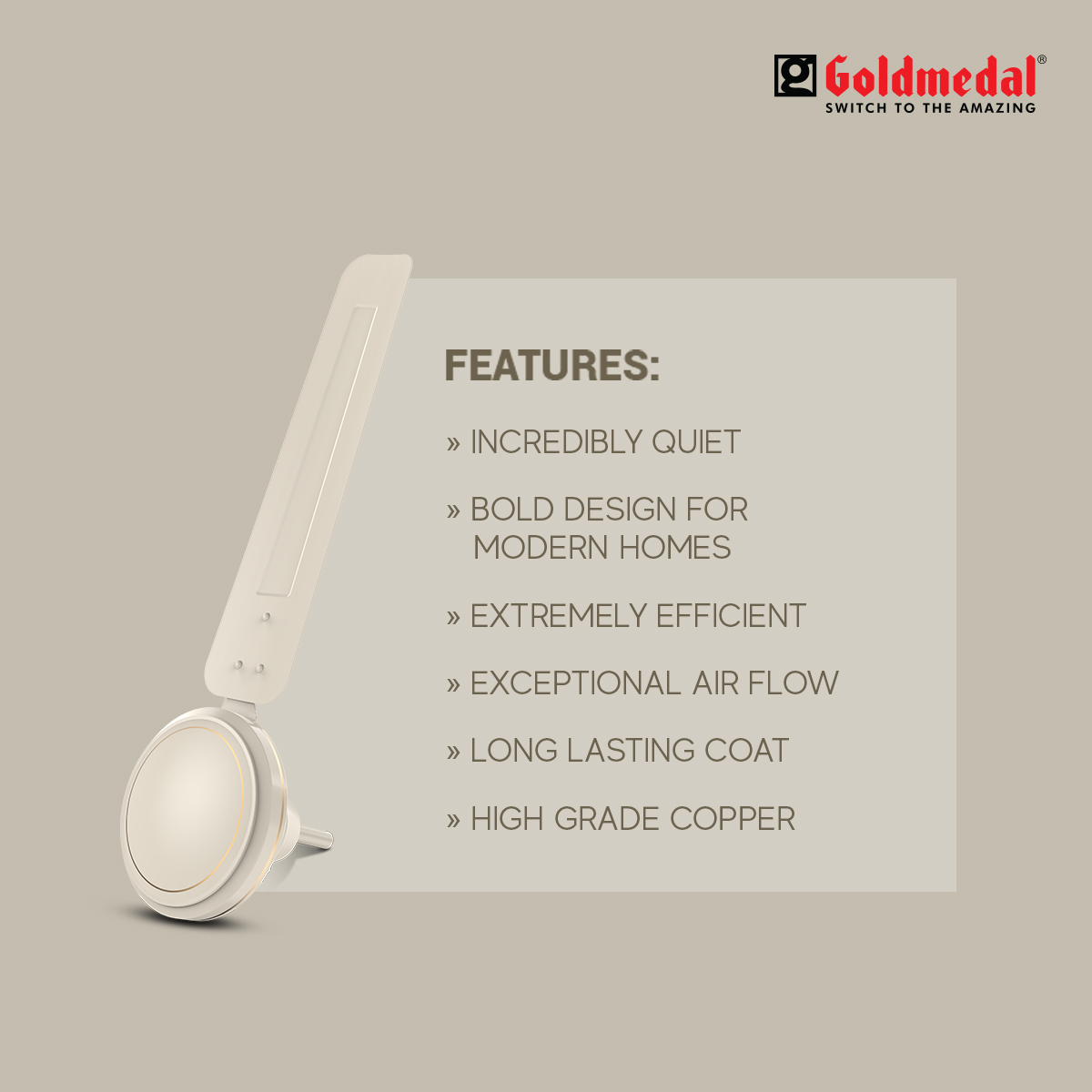 Goldmedal Vayu 1200 mm 3 Blades 72 W Ivory Ceiling Fans_3