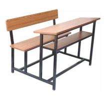 SK Wooden and Iron 3 Seater Student Bench Desk_0