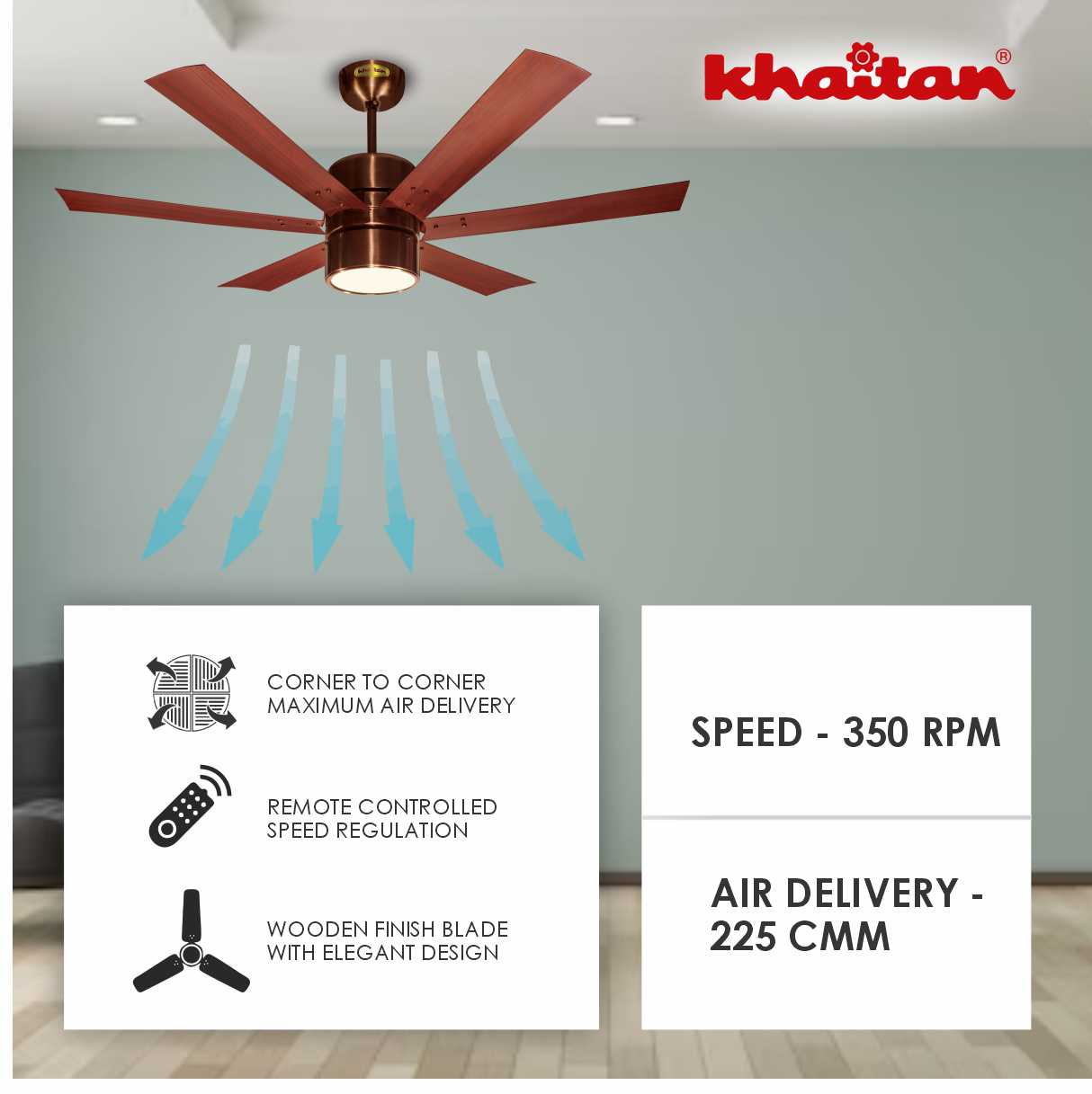 Khaitan Standard 1210 mm 6 Blades 58 W Antique Copper Ceiling Fans_1