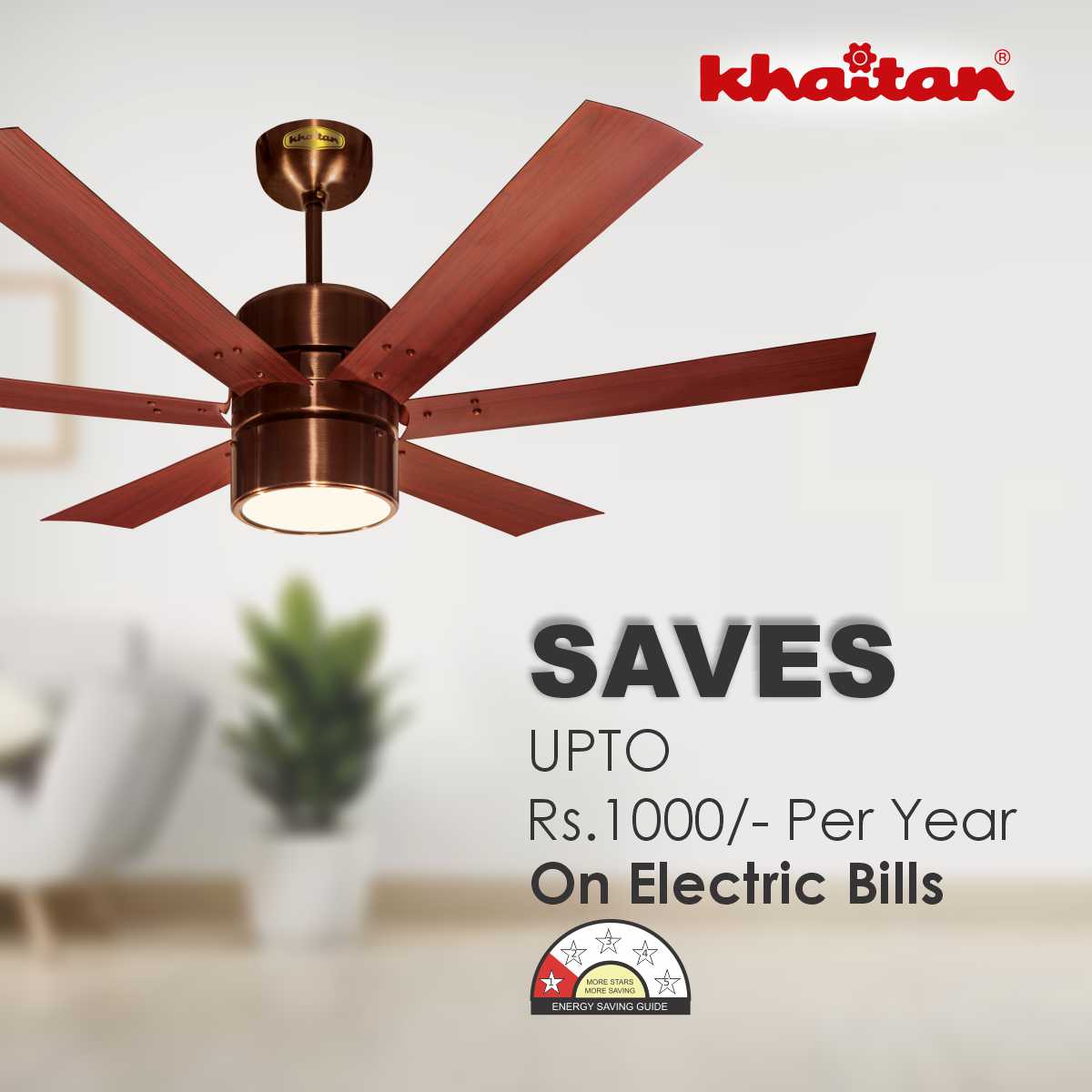 Khaitan Standard 1210 mm 6 Blades 58 W Antique Copper Ceiling Fans_3