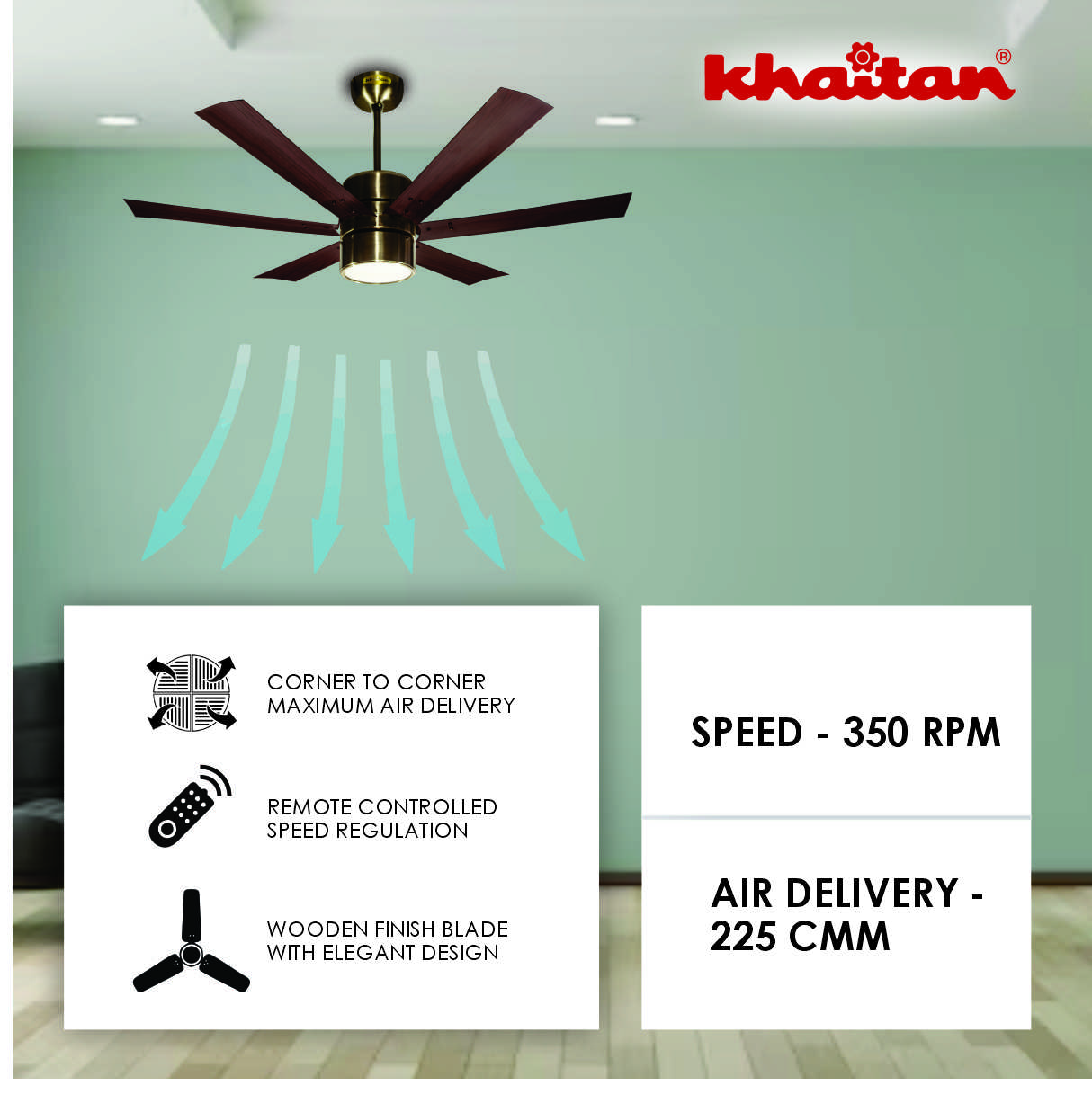 Khaitan Standard 1210 mm 6 Blades 58 W Darkwood Ceiling Fans_1