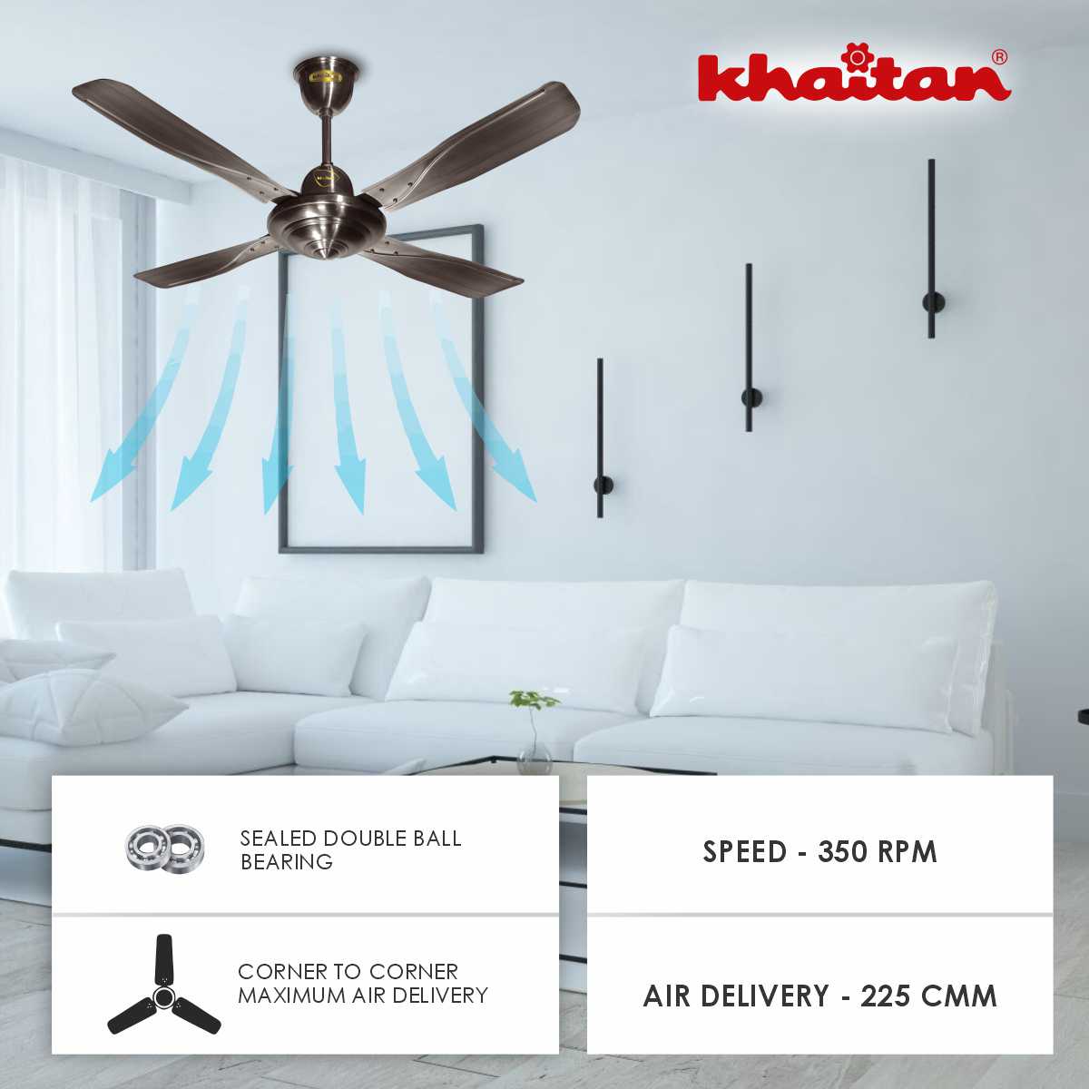 Khaitan Standard 1200 mm 4 Blades 40 W Antique Silver Ceiling Fans_1