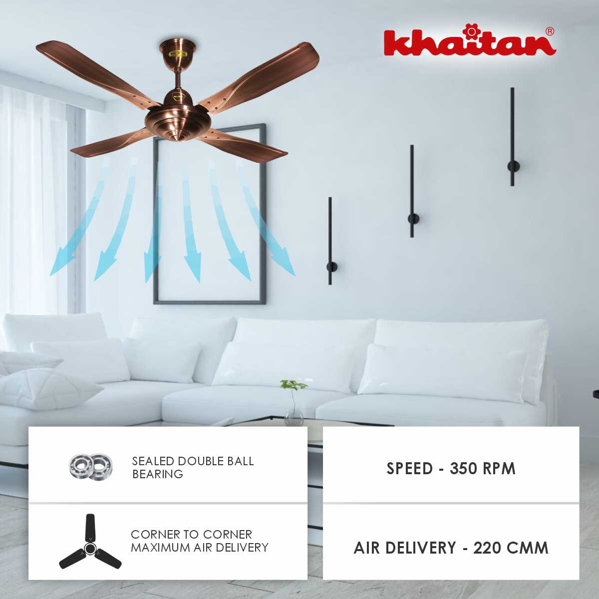 Khaitan Standard 1200 mm 4 Blades 40 W Antique Copper Ceiling Fans_1