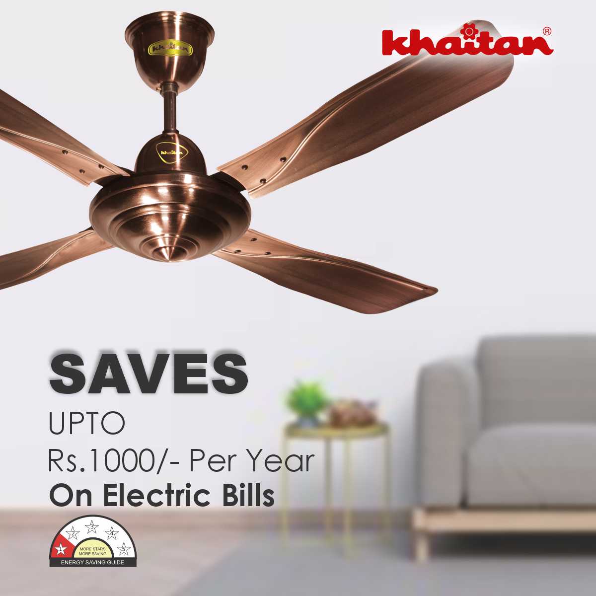 Khaitan Standard 1200 mm 4 Blades 40 W Antique Copper Ceiling Fans_3